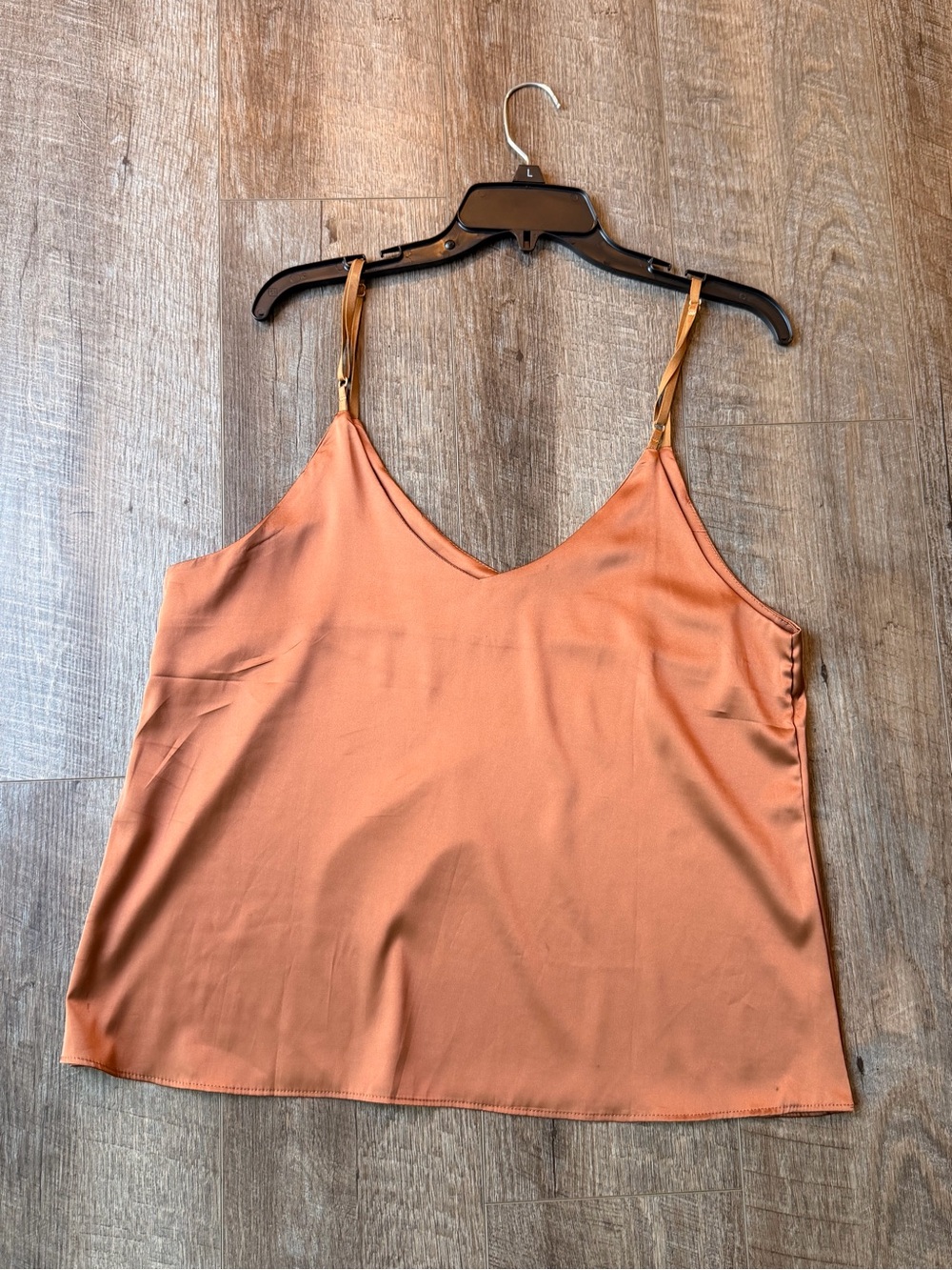 Satin V-Neck Cami Top in Copper Bronze - Size L | 90s Y2K Style